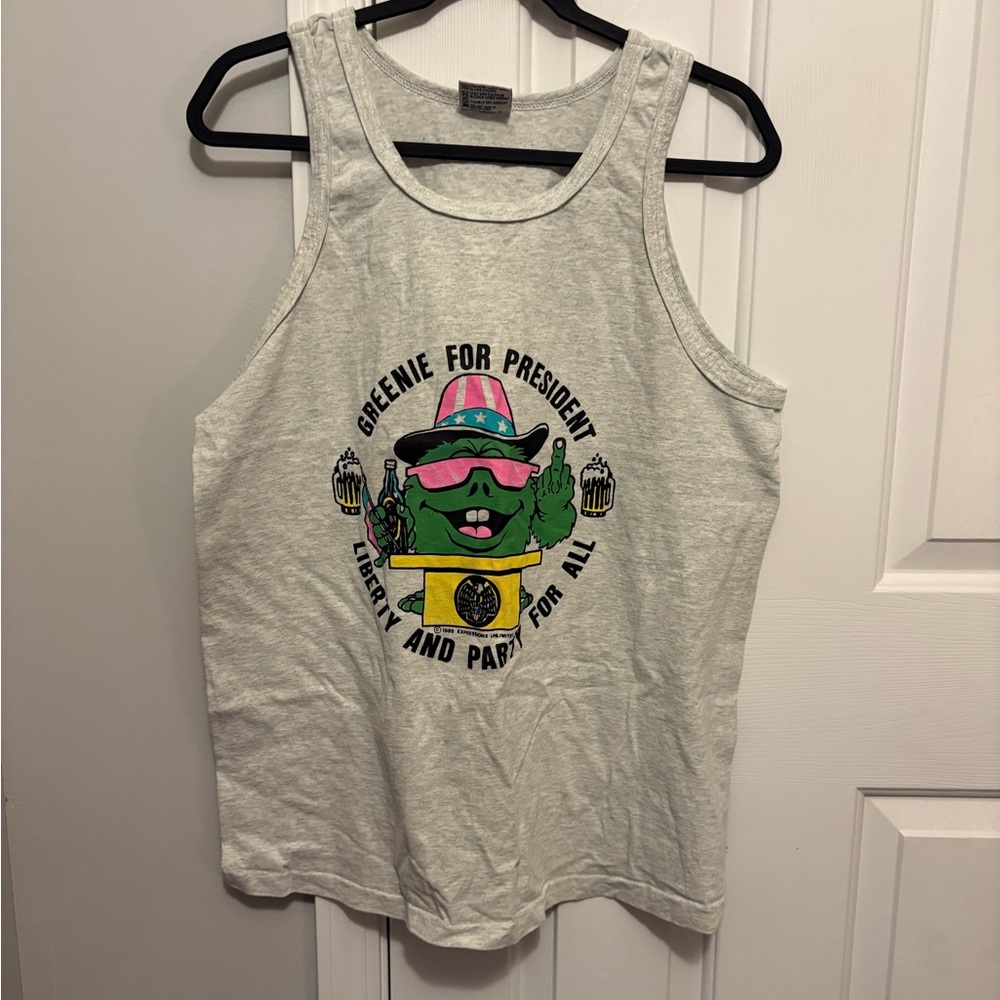 Greenie Graphic Tank Top - White